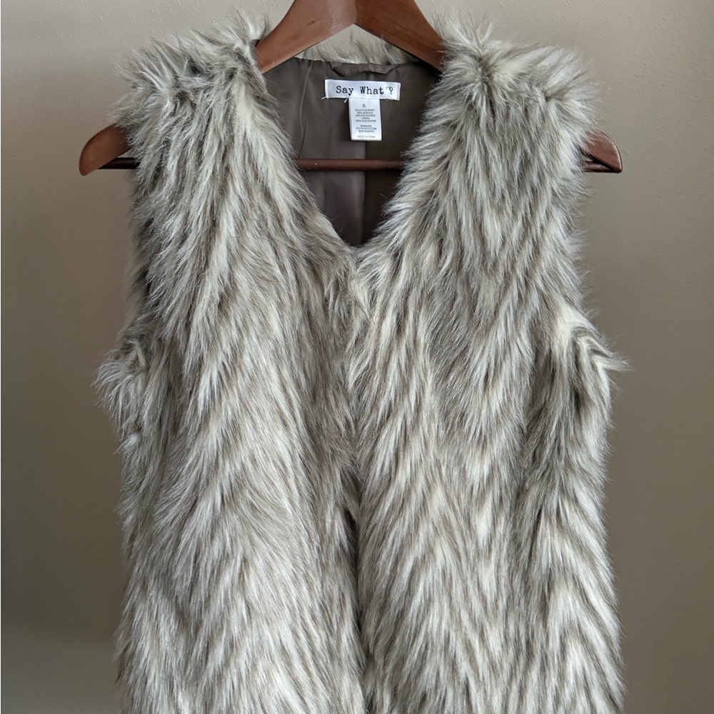 Say What? Faux Fur Vest in Gray